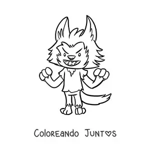 Hombre lobo kawaii asustando