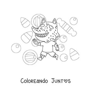 Imagen para colorear de hombre lobo animado de Halloween