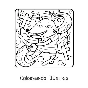 Imagen para colorear de caricatura de hombre lobo de Halloween