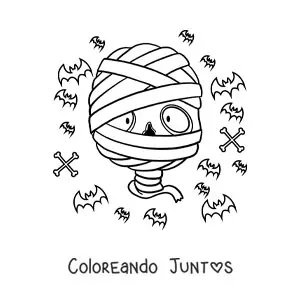 Imagen para colorear de cara de momia de Halloween