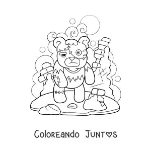 Imagen para colorear de muñeco de oso de terror de Halloween