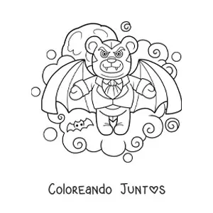 Imagen para colorear de oso vampiro de Halloween