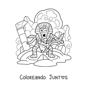 Imagen para colorear de momia aterradora de Halloween