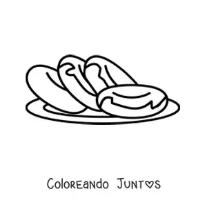 Imagen para colorear de cuatro donas glaseadas en un plato