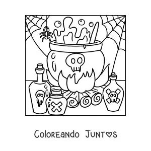Araña con caldero de Halloween