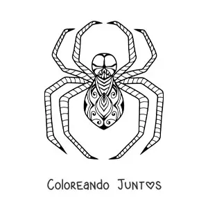 Imagen para colorear de araña de Halloween estilo zentangle