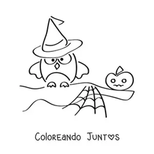 Imagen para colorear de búho de Halloween fácil