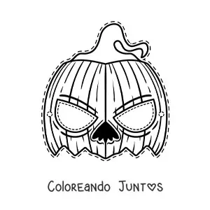 Imagen para colorear de máscara de Halloween de calabaza aterradora