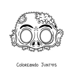Imagen para colorear de máscara de Halloween de zombie