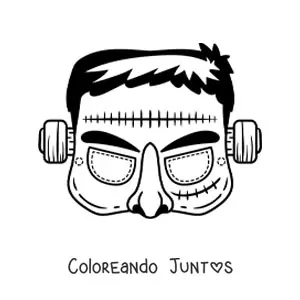 Imagen para colorear de máscara de Halloween de Frankenstein