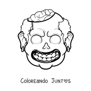 Imagen para colorear de máscara de Halloween de zombie aterrador