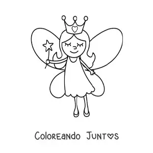 Imagen para colorear de mágica princesa hada kawaii