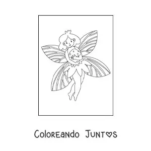 Imagen para colorear de hada sencilla con hongo mágico