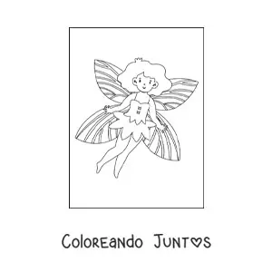 Imagen para colorear de hada sencilla feliz volando