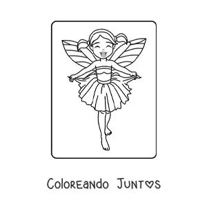 Imagen para colorear de niña hada animada