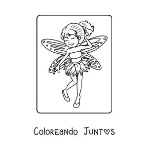 Imagen para colorear de hada feliz animada