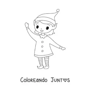 Imagen para colorear de niña duende kawaii