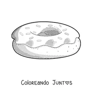 Imagen para colorear de una dona con glaseado y chispas