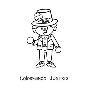 Imagen para colorear de duende irlandés de la suerte