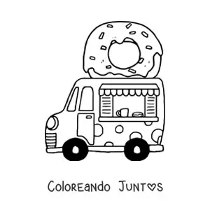 Imagen para colorear de un camión de venta de donas