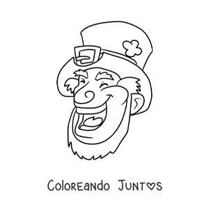 Imagen para colorear de cara de duende irlandés riendo