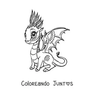 Imagen para colorear de hermoso dragón bebé kawaii