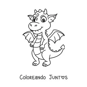 Imagen para colorear de dragón bebé animado tierno