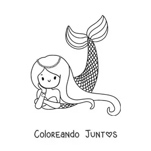 Imagen para colorear de sirena acostada