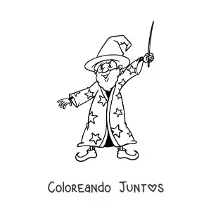 Imagen para colorear de mago con su varita