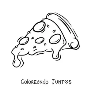 Imagen para colorear de una rebanada de pizza con salami
