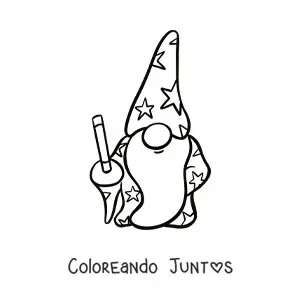 Imagen para colorear de gnomo hechicero tierno