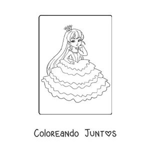 Imagen para colorear de princesa animada elegante