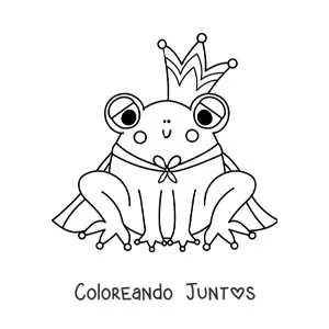 Imagen para colorear de príncipe kawaii convertido en sapo