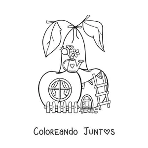 Imagen para colorear de casa con forma de cerezas en el bosque encantado