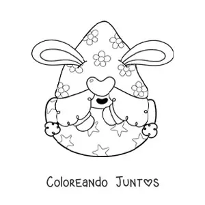 Imagen para colorear de gnomo con huevo de Pascua
