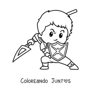 Caballero heroico animado peleando