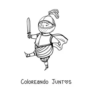 Imagen para colorear de caballero animado con casco