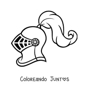 Imagen para colorear de casco de un caballero medieval de perfil