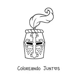 Imagen para colorear de casco de un caballero medieval de frente