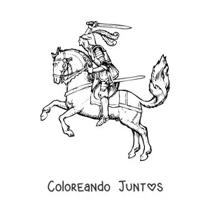 Imagen para colorear de caballero de brillante armadura en su corcel
