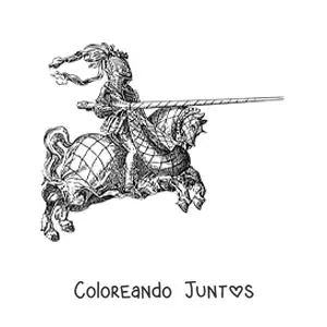Imagen para colorear de caballero realista en una justa