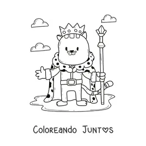 Imagen para colorear de rey gato animado