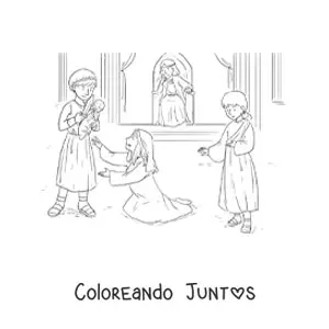 Imagen para colorear de rey y sus súbditos