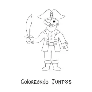 Imagen para colorear de pirata antiguo animado con espada