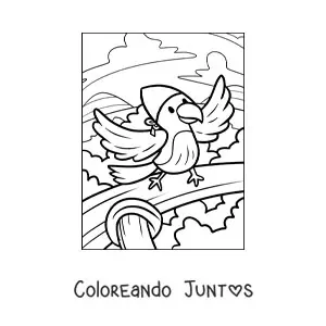 Imagen para colorear de loro pirata animado en un barco