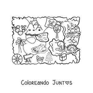 Imagen para colorear de mapa de la isla del tesoro