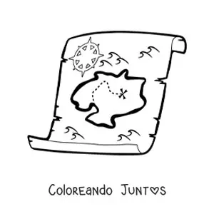 Imagen para colorear de mapa del tesoro fácil