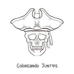 Imagen para colorear de calavera con sombrero de pirata