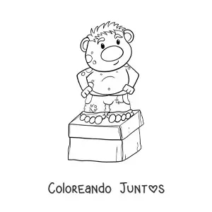 Imagen para colorear de troll animado parado sobre una caja