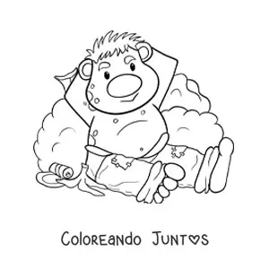 Imagen para colorear de troll animado gracioso sentado